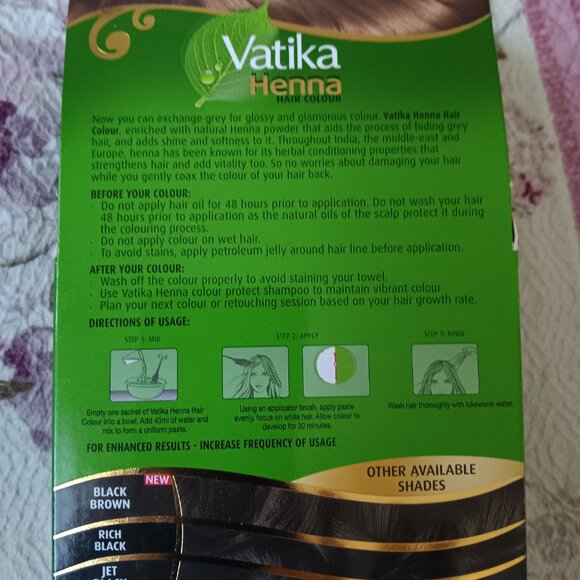 Vatika brand henna natural brown permanent hair dye ammonia free 60g - Picture 2 of 2